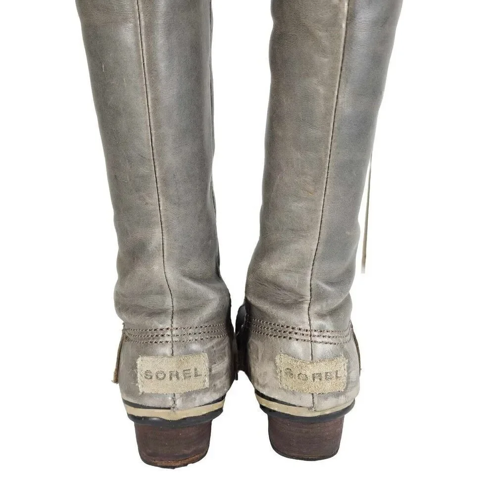 Sorel Women's Slimpack US6,5 Gray Leather Tall Waterproof Equestrian Snow Boots